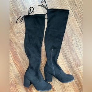 Over the knee black suede boots